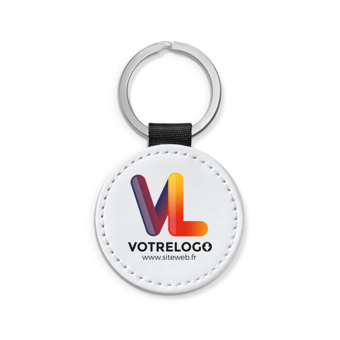 Alternative view of Porte-clé personnalisé verso bleu - Votre logo