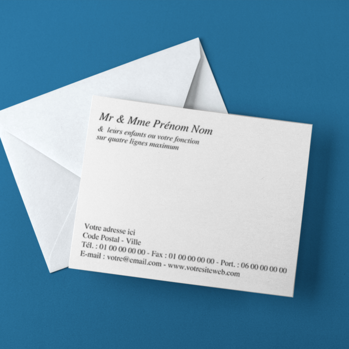 Carte de visite familiale - Lot de 50 - 12,8 x 8,2 cm