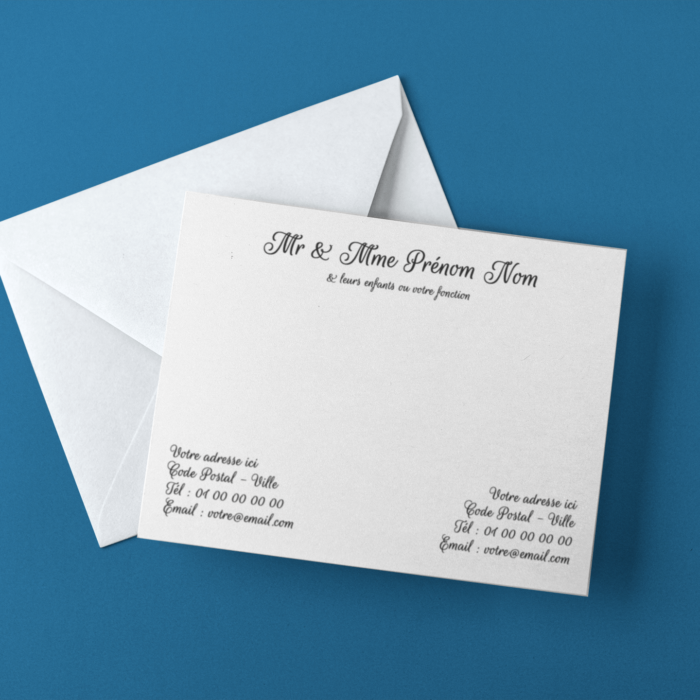 Carte de visite familiale - Lot de 50 - 12,8 x 8,2 cm