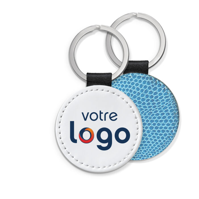 Porte-clé personnalisé verso bleu - Votre logo