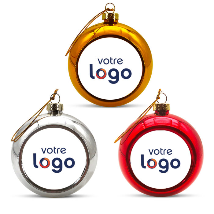 Lot de 3 Boules de Noël - Avec votre logo
