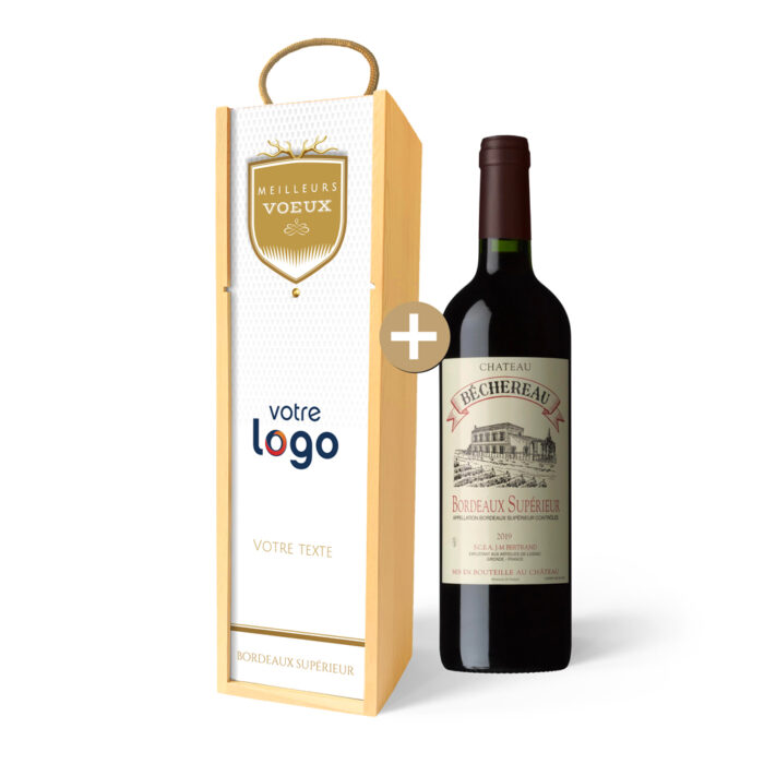 Coffret personnalisé et Vin rouge - Meilleurs Voeux avec logo