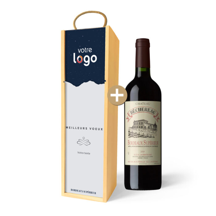 Coffret personnalisé et Vin rouge - Meilleurs voeux satelital