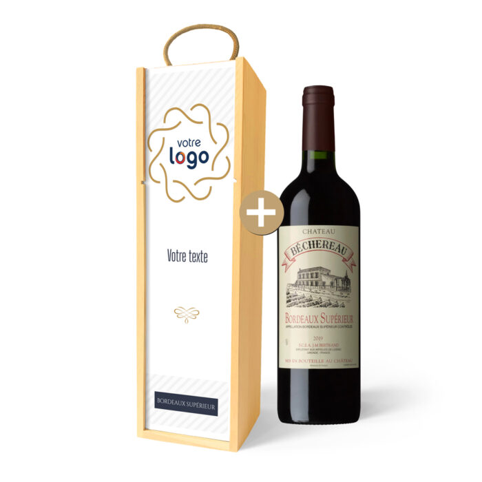 Coffret personnalisé et Vin rouge - Avec logo et texte