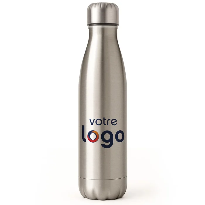 Bouteille isotherme Argent  - Votre logo <br> <strong>  500 ml </strong>