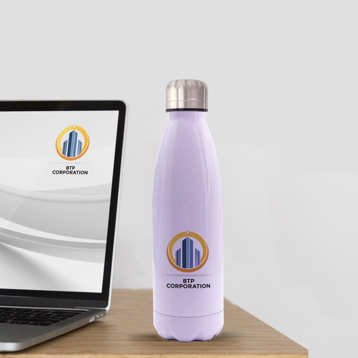 Alternative view of Bouteille isotherme Violette - Votre logo <br> <strong>  500 ml </strong>