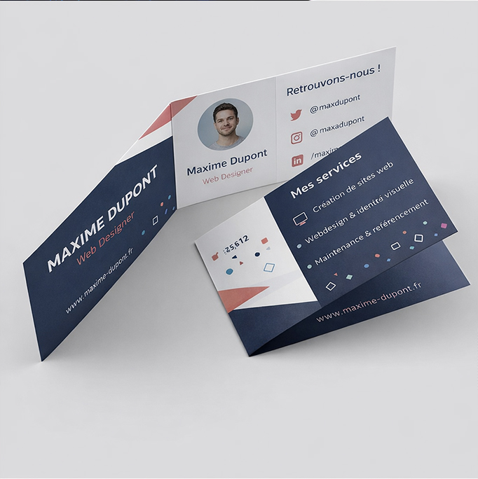 Alternative view of Carte de visite pliée Format 17 x 5,5 cm